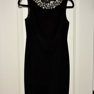 Calvin Klein Black Sheath Midi Dress Sleeveless Crew Neck